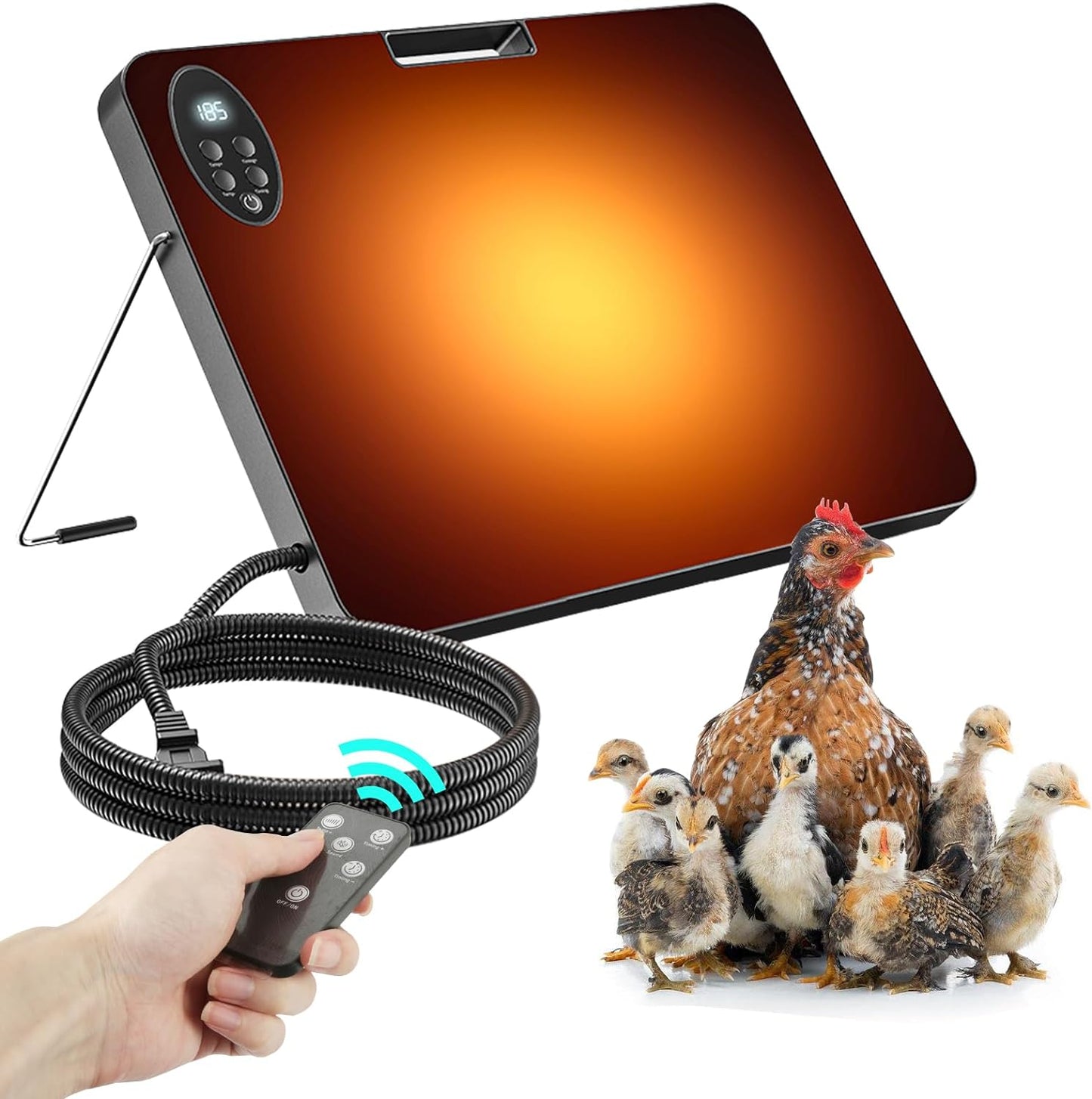 Chicken Coop Heater - 200 Watts UL Listed Chicken Heater with Anti Bite Cord, Adjustable Angle,Digital Display,Timer, 4 Ways to Use,Energy Efficient Safer Than Heat Lamps,Warm for Chicks Poultry Pets